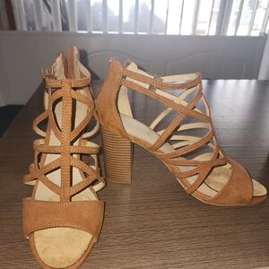 Strappy Tan Heeled Sandals